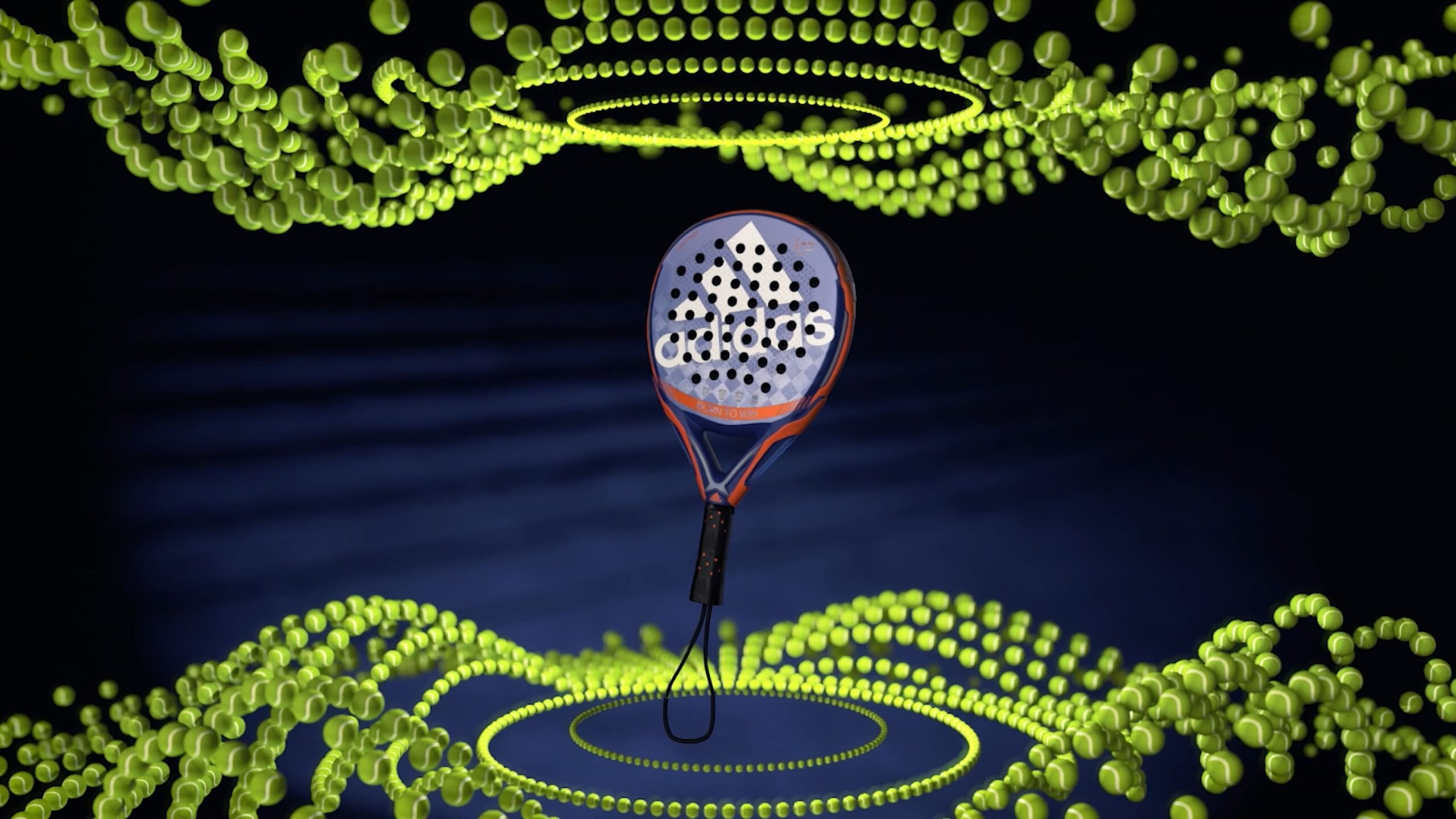 Adipower 3.1 — A tennis racket is in the center of a green circle.