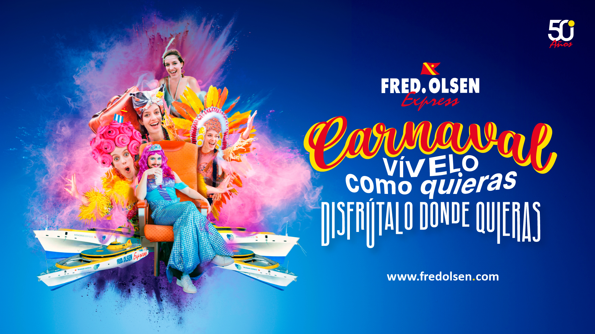 Fred.Olsen Carnaval — A colorful advertisement for Fred Olsen Express.